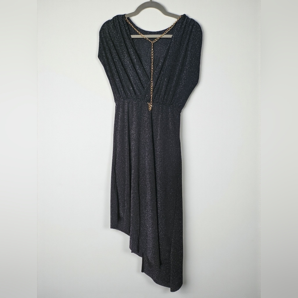 Shein Black Glitter V-neck Evening Dress M